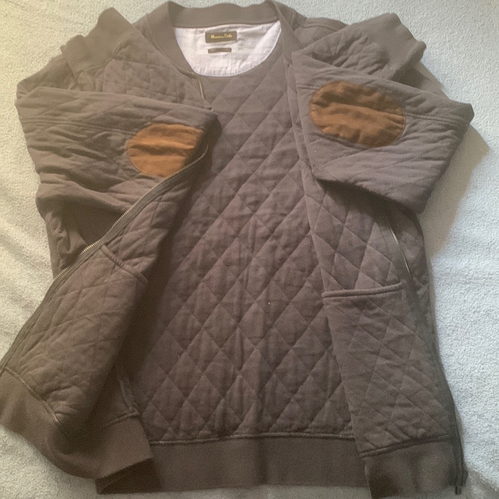 Massimo Dutti, dark blue with dark brown elbow patches, size XXl